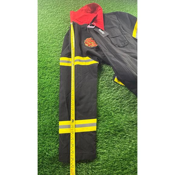 Forplay Firefighter Jacket Costume M/L Black Yellow Reflective Trim - Picture 7 of 9